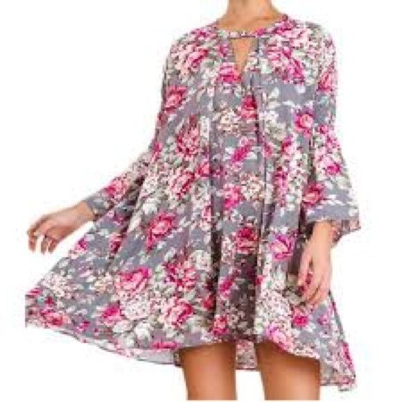 Umgee Floral Print Bohemian Flowy Dress M - Picture 1 of 7